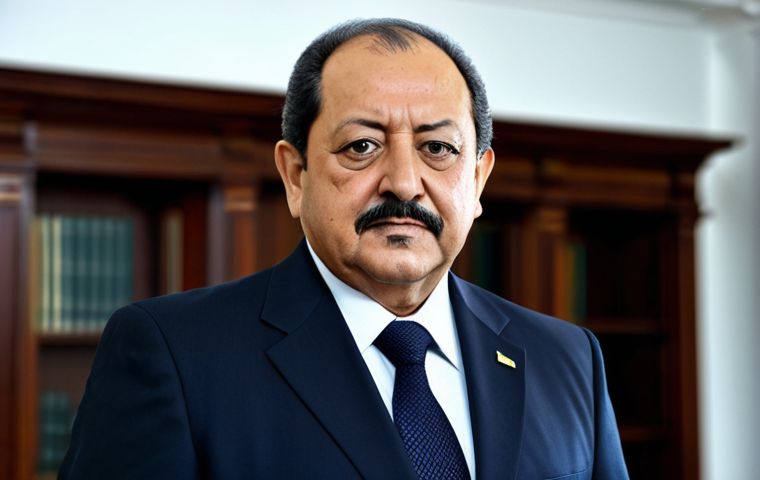 A professional portrait of former Paraguayan President Mario Abdo Benítez, standing confidently in a modern, elegant government office. He looks directly at the viewer with a thoughtful and determined expression, embodying strong leadership. He is dressed in a modest, dark business suit with a crisp tie. The background features blurred architectural details of a dignified office space, suggesting authority and stability. The lighting is soft and professional, highlighting his features. fully clothed, appropriate attire, safe for work, perfect anatomy, natural proportions, well-formed hands, proper finger count, natural body proportions, professional photography, high quality, professional dress.