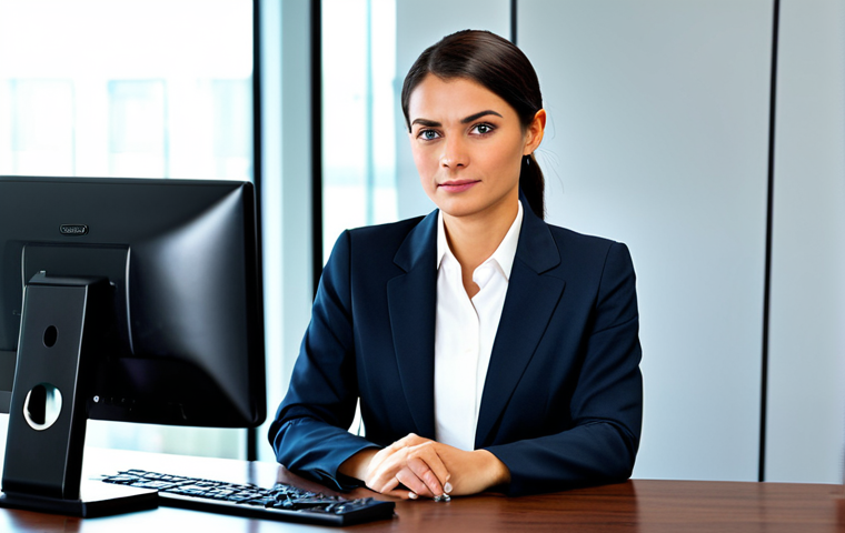 **
A professional businesswoman in a modest business suit, sitting at a desk in a modern office, fully clothed, appropriate attire, safe for work, perfect anatomy, natural proportions, professional photography, high quality
**
